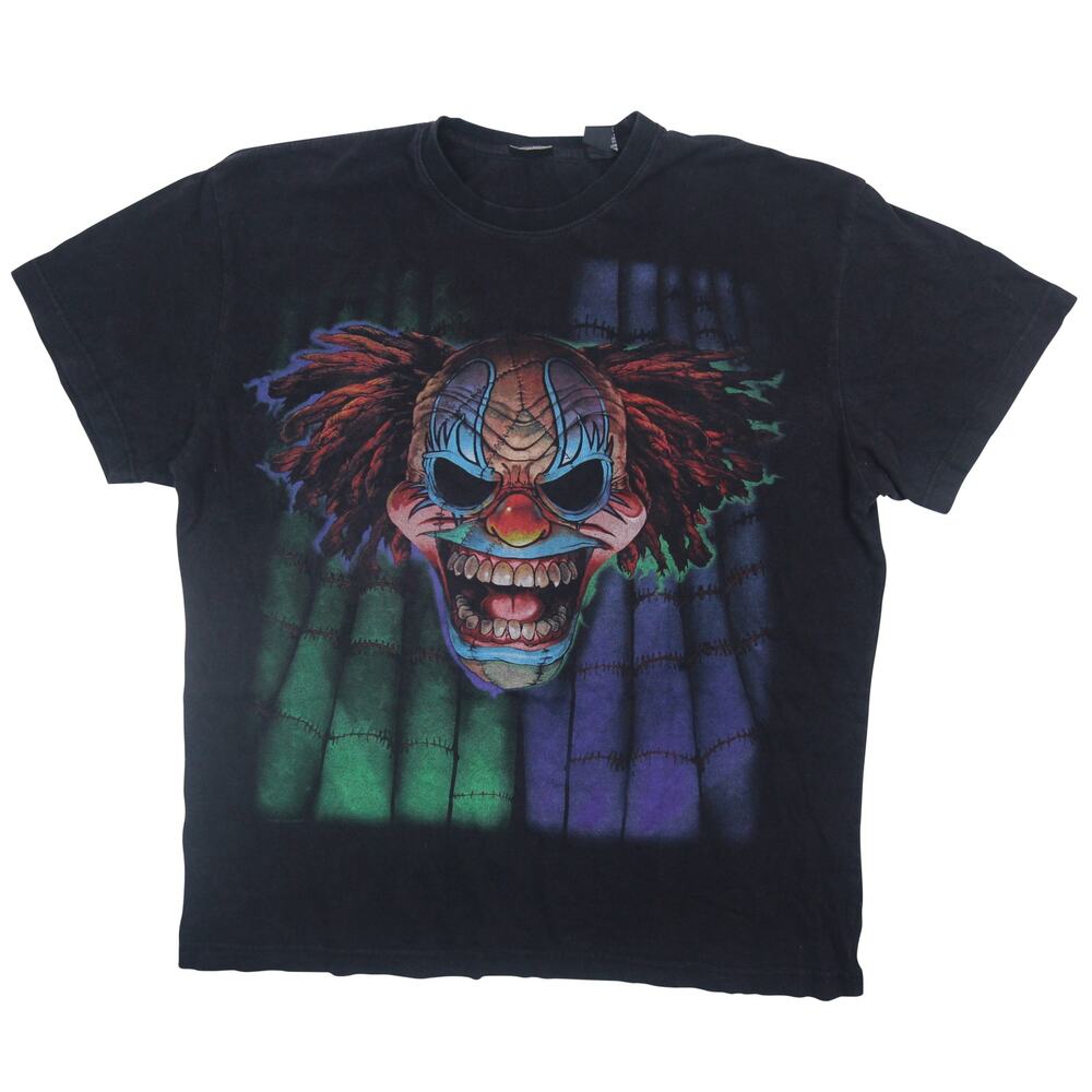 Vintage Y2k Liquid Blue Clown Graphic T Shirt